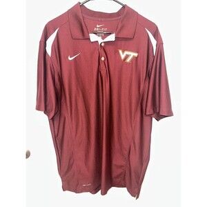 Virginia Tech Hokies Nike Dri-Fit Short Sleeve Golf Polo Shirt Men‎ XL Maroon
